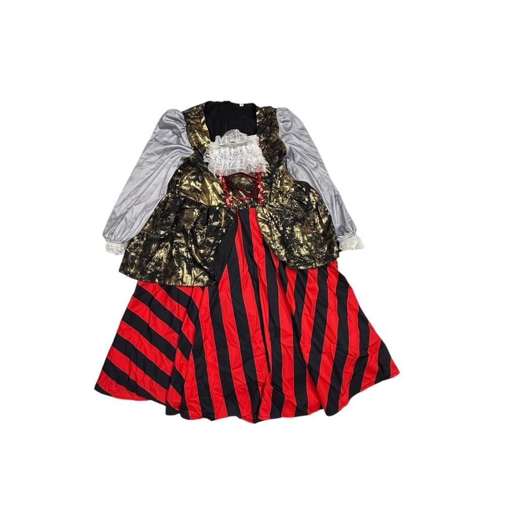 Enchanting Pirate Costume for Kids with Gold and Red Stripes